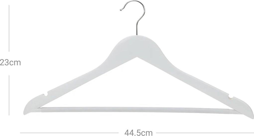 Cabides de madeira maciça 44,5 x 1,2 x 23 cm Branco