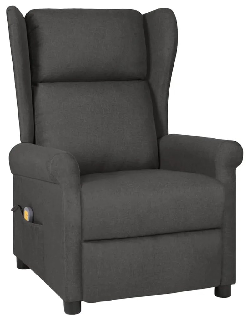 Poltrona de massagens reclinável tecido cinzento-escuro