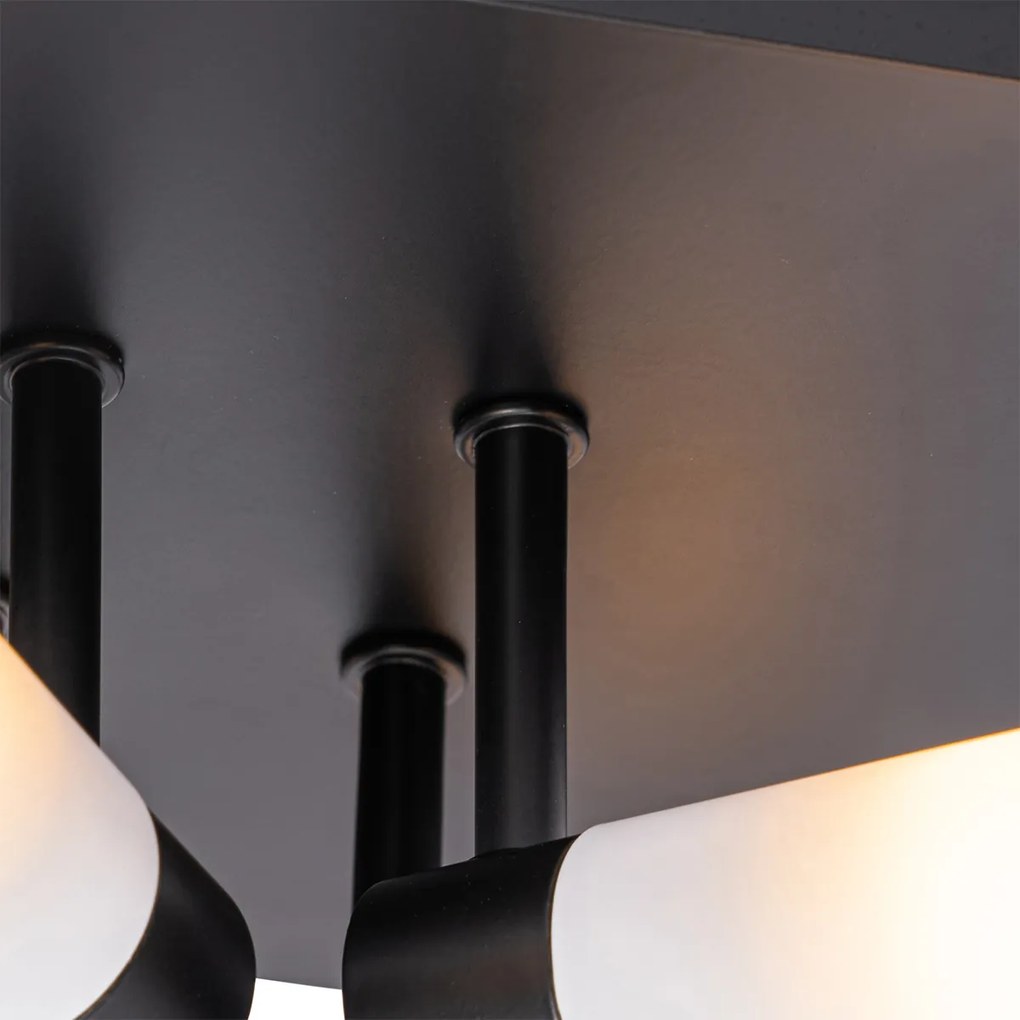 Candeeiro de teto moderno para casa de banho preto 4 luzes IP44 - Bath