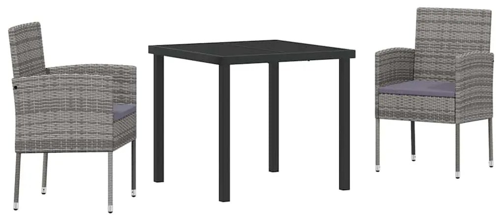 Conjunto de jantar pro jardim com 3 peças e almofadas em polyrattan ci