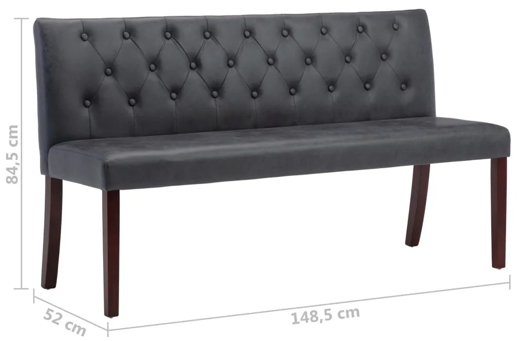 Banco 148,5 cm camurça artificial cinzento