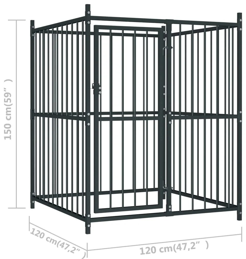 Canil de exterior com telhado 120x120x150 cm