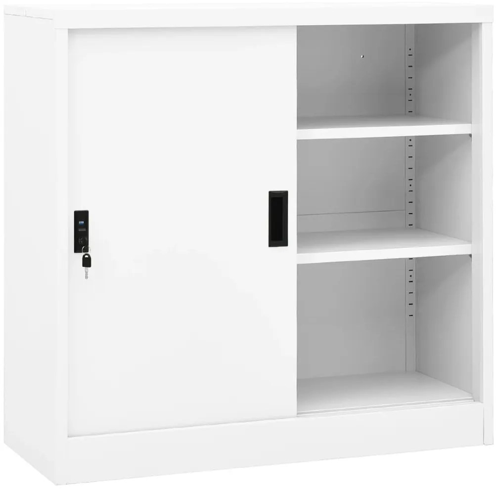 Armário de escritório c/ porta deslizante 90x40x90cm aço branco