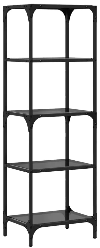 Unidade de prateleiras c/ tampo de vidro preto 40x30x123 cm aço