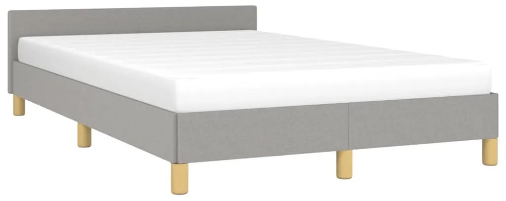 Estrutura de cama sem colchão cinza claro tecido