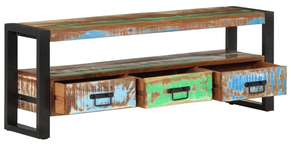 Móvel de TV 120x30x45 cm madeira recuperada maciça