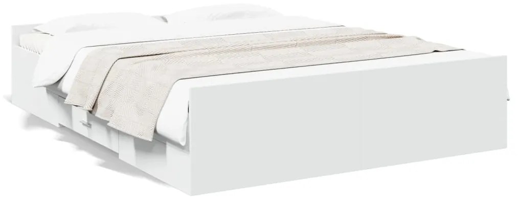 vidaXL Estrutura de cama c/ gavetas 160x200cm derivados madeira branco