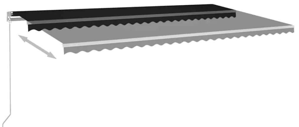 Toldo retrátil manual com LED 600x300 cm antracite