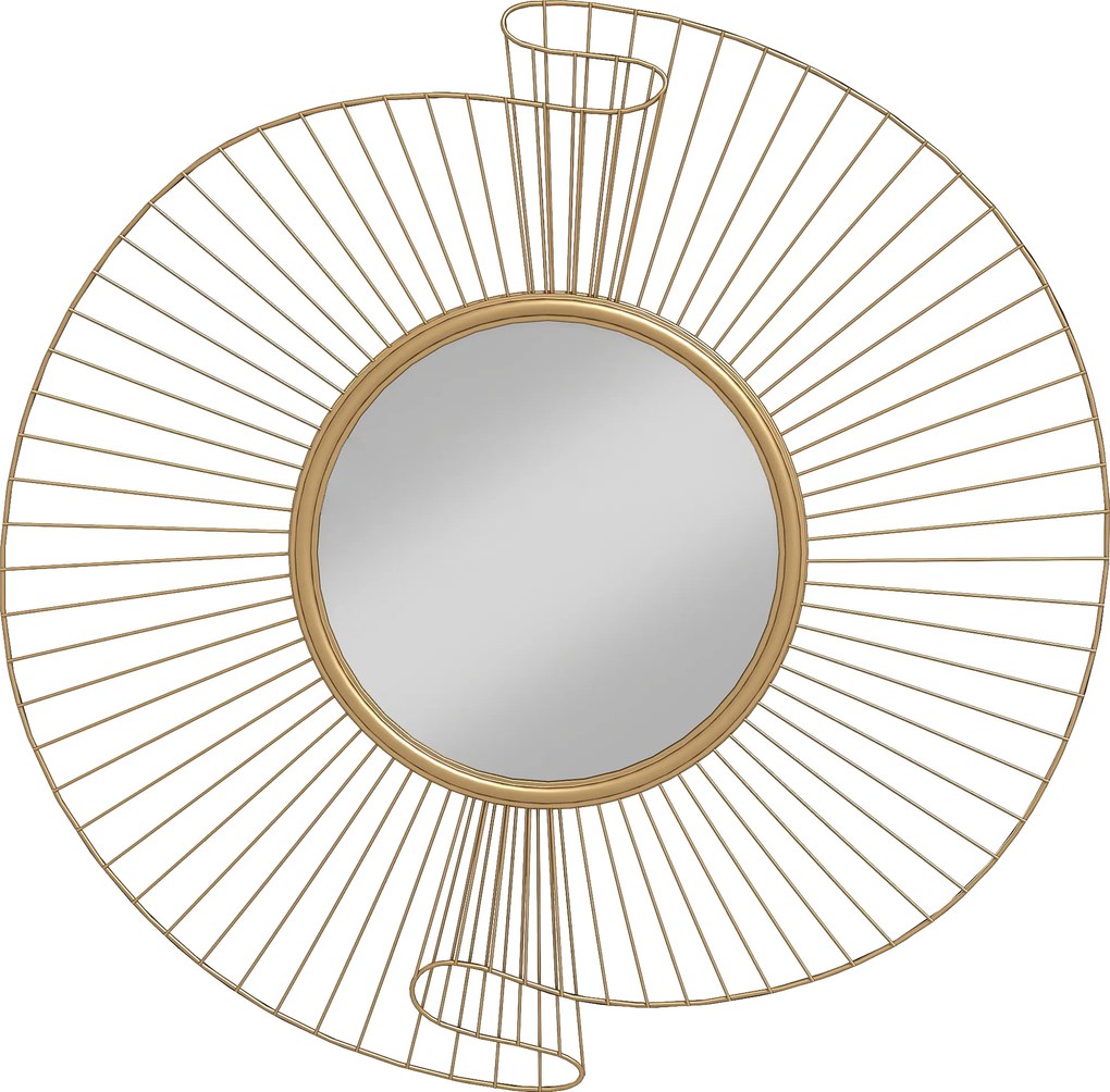 HOMCOM Espelho decorativo redondo 60 cm com fixação a 360°, decoração de parede em metal moderno com detalhes plissados, dourado | Aosom Portugal