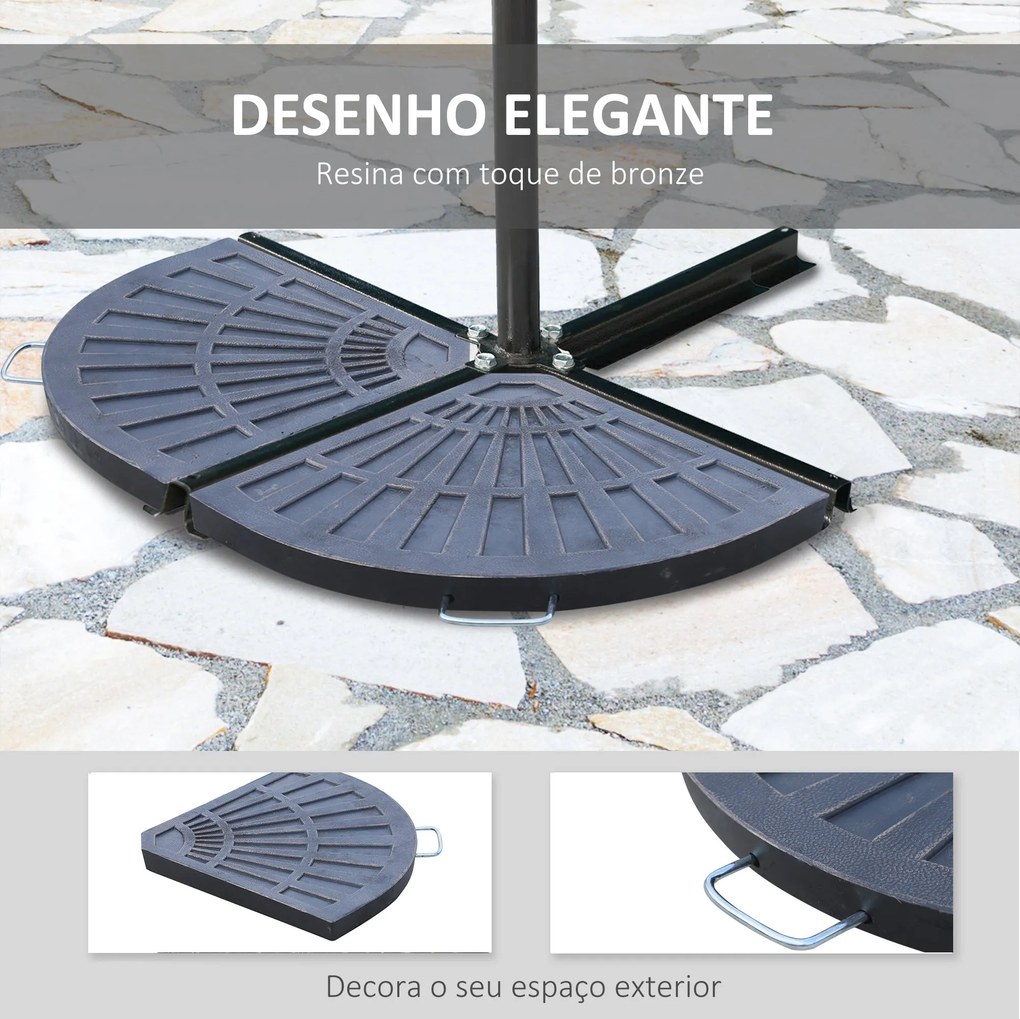 Conjunto de 2 Peças de Base para Chapéu de Sol Excéntrico Suporte para