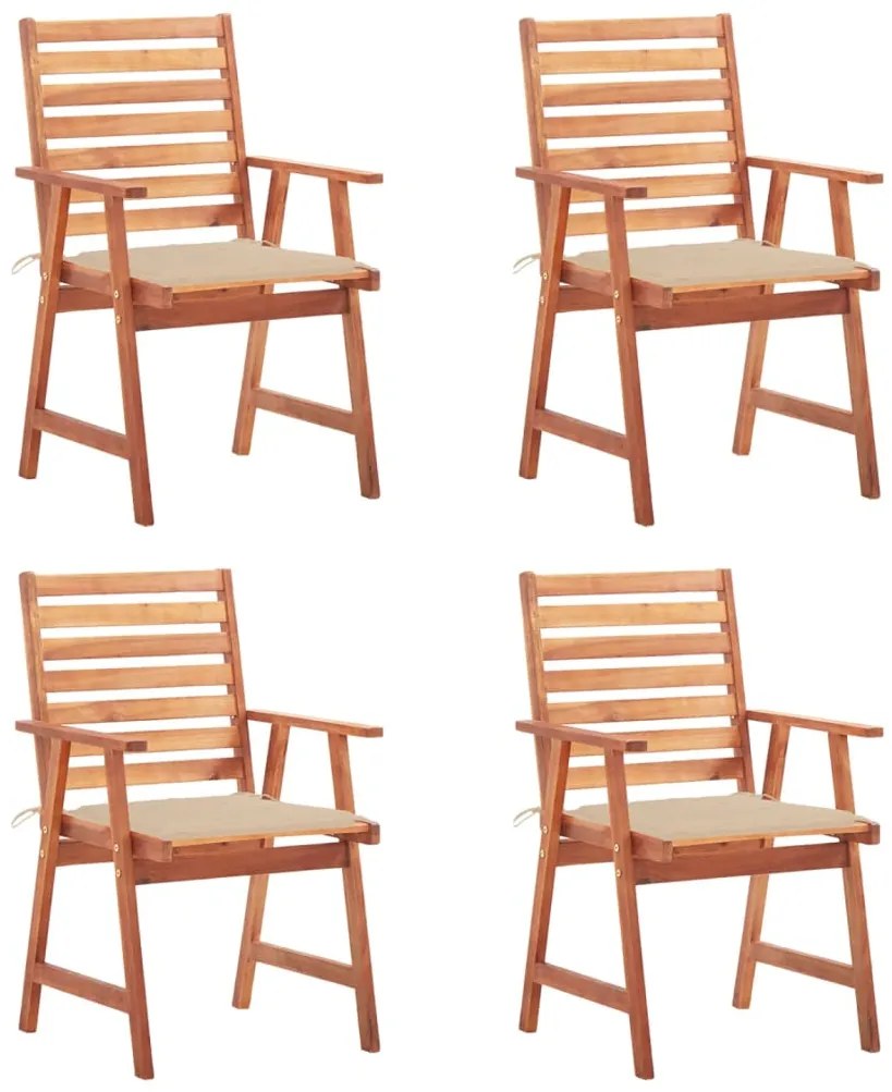 vidaXL Cadeiras de jantar p/ jardim 4 pcs c/ almofadões acácia maciça