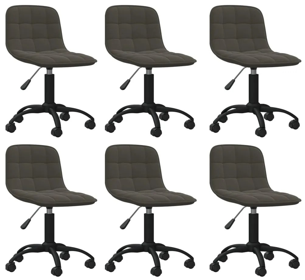 vidaXL Cadeiras de jantar giratórias 6 pcs veludo cinzento-escuro
