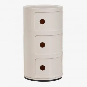 Pack De 2 Mesas De Cabeceira Redondas Ø30 Cm Com Prateleiras Babel Tapioca Bege & 3 Gavetas - Sklum