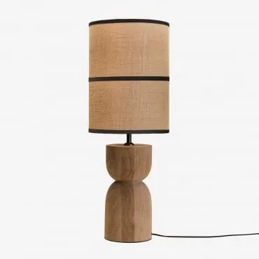 Luminária De Mesa Diniz Em Madeira De Manga ↑30 Cm & Preto 25 Cm Olinda - Sklum
