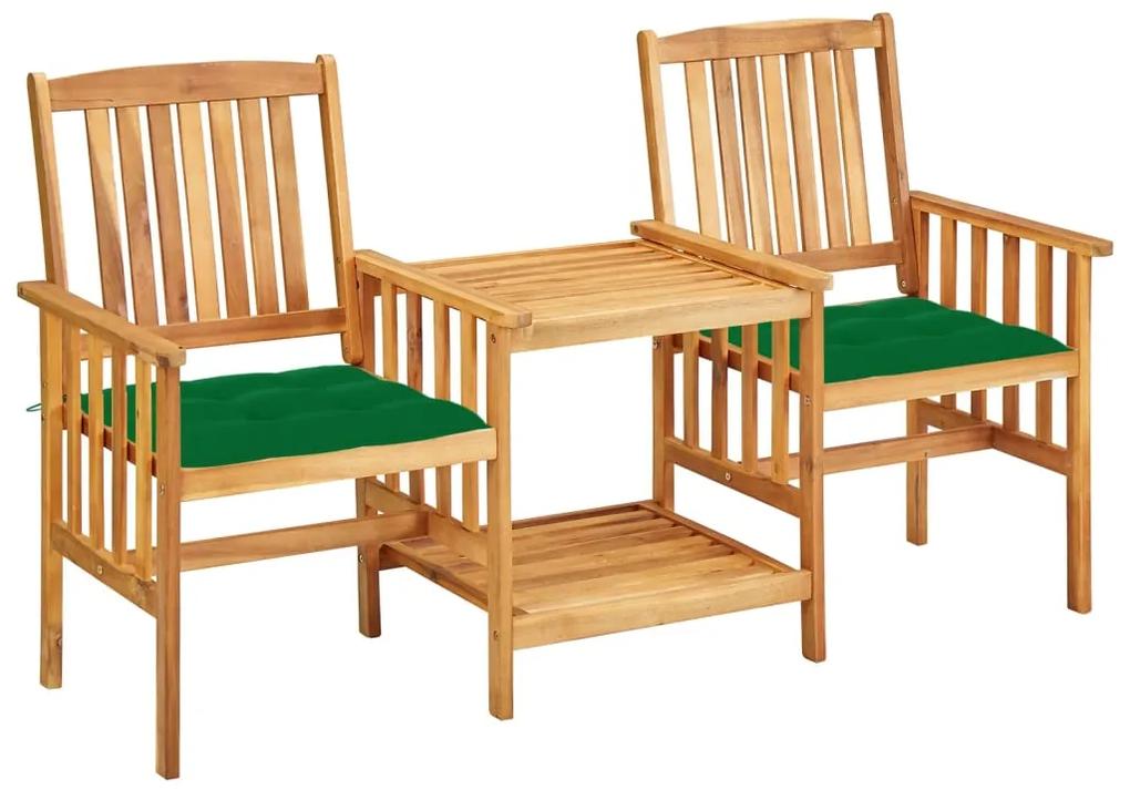 3061295 vidaXL Cadeiras de jardim c/ mesa de centro e almofadões acácia maciça