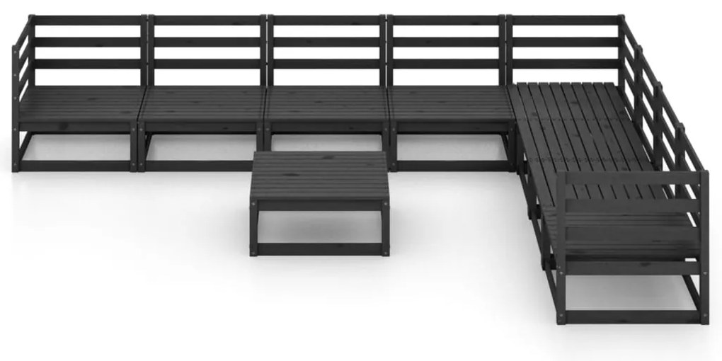 9 pcs conjunto lounge de jardim pinho maciço preto