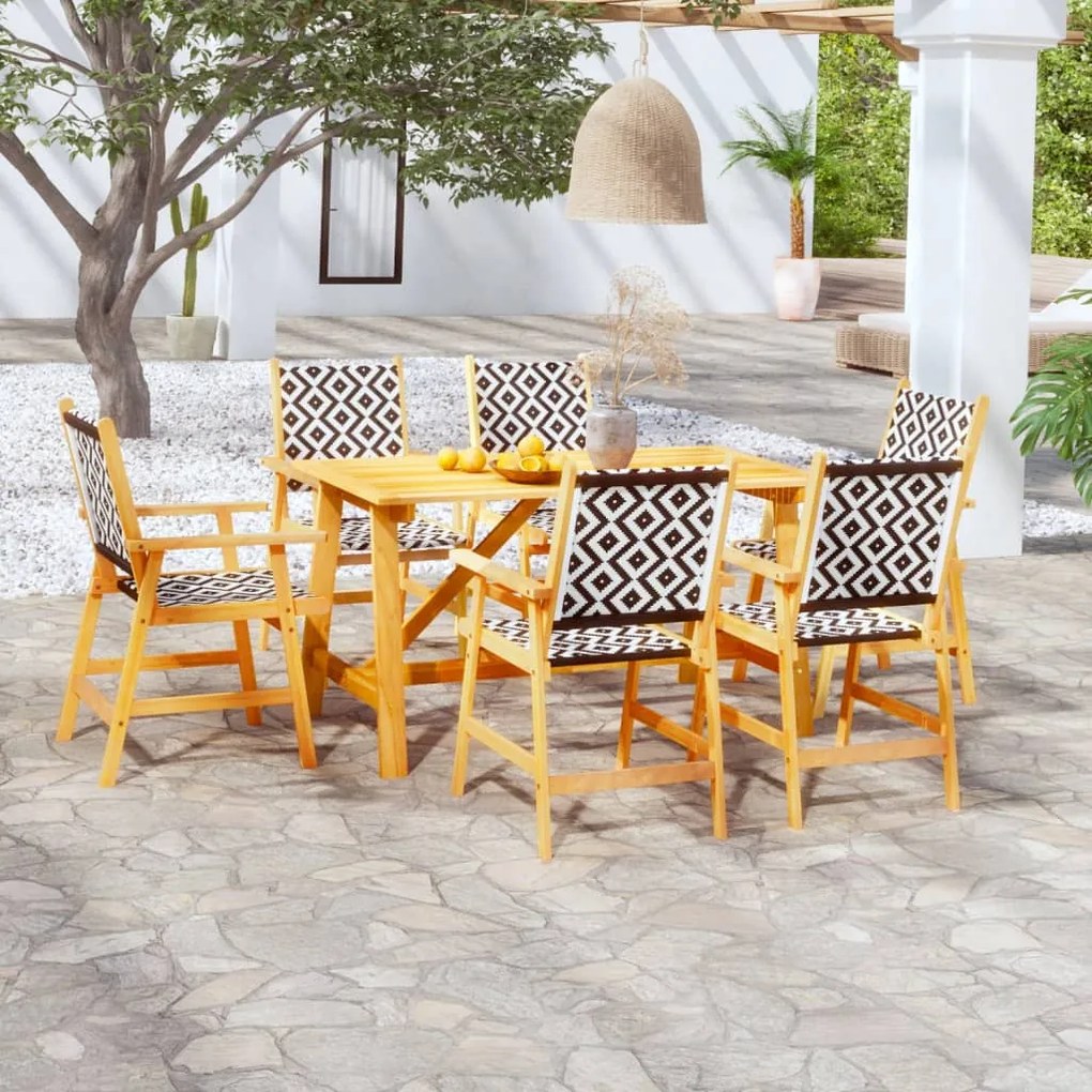 vidaXL 7 pcs conjunto de jantar para jardim madeira de acácia maciça