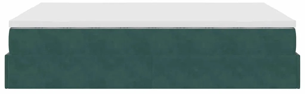 Estrutura de cama otomana com colchão 140x200 cm verde escuro