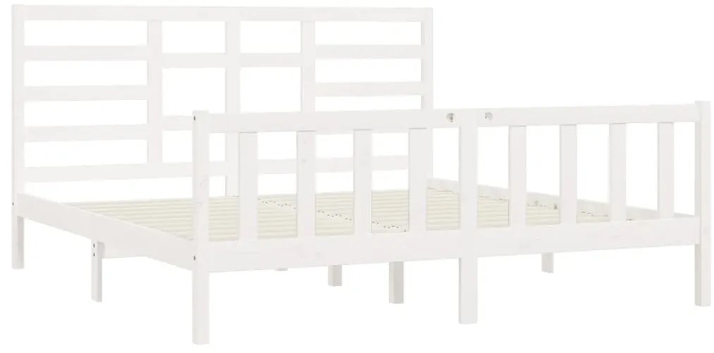 Estrutura de cama super king pinho maciço 180x200 cm branco