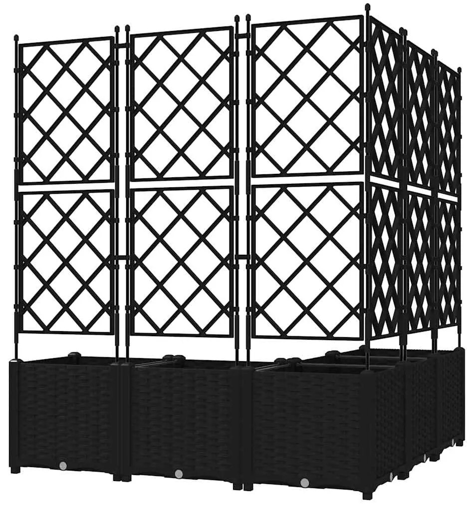 Jardineira com Treliça 5 pcs Preta 120x120x143 cm
