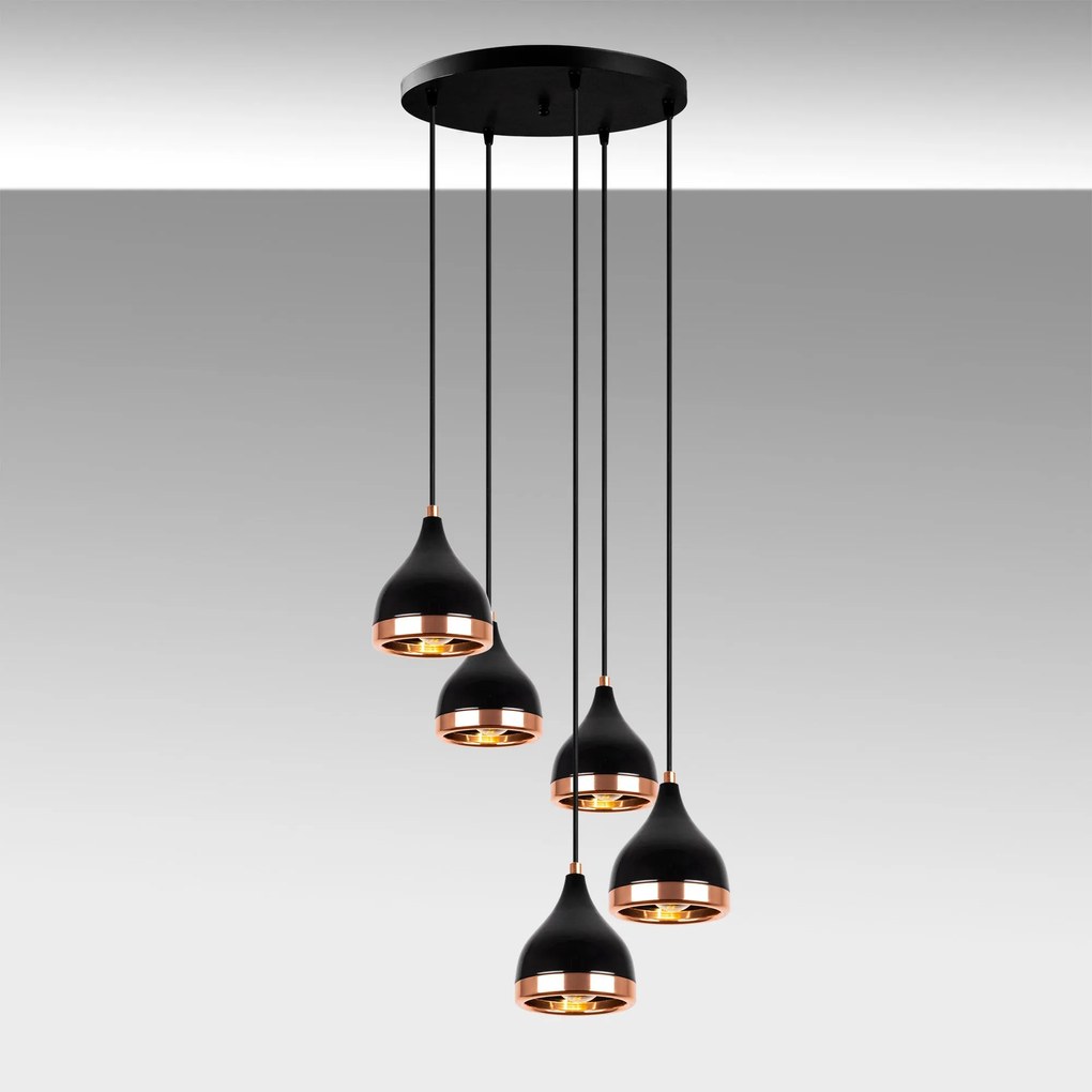 Chandelier Yildo – Preto Cobre – 43 x 43 cm