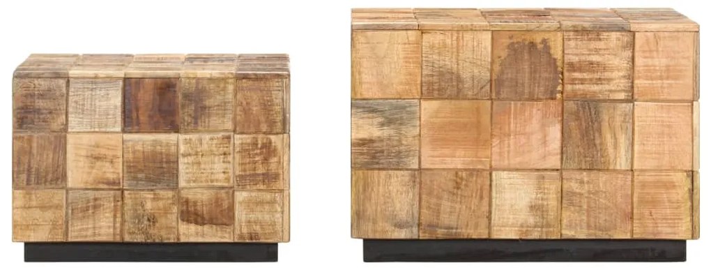Mesas de centro 2 pcs c/ design blocos madeira mangueira áspera