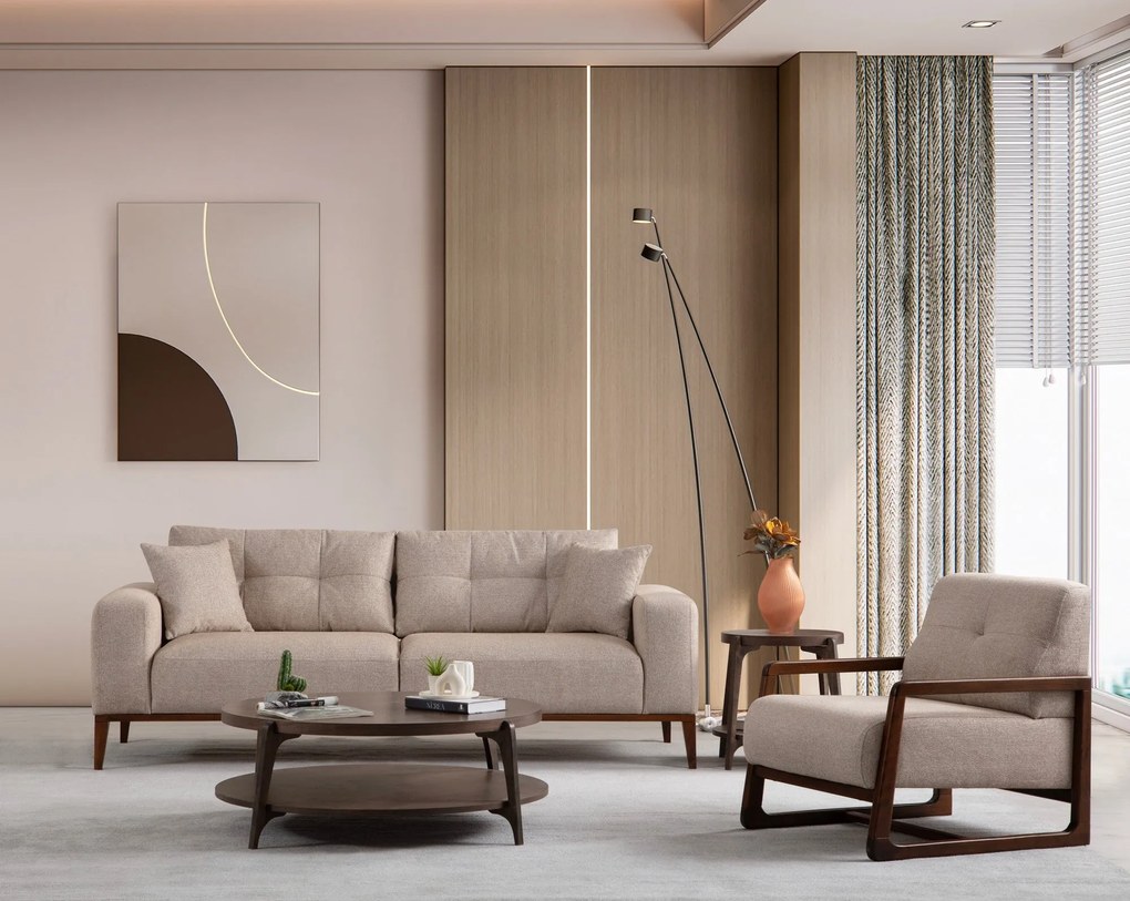 Sofá-cama de 3 Lugares Sinor – Bege – 225x92x75 cm