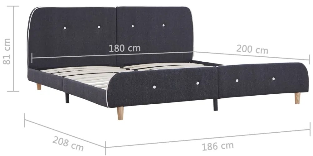 Estrutura de cama sem colchão de tecido cinza escuro 180x200 cm