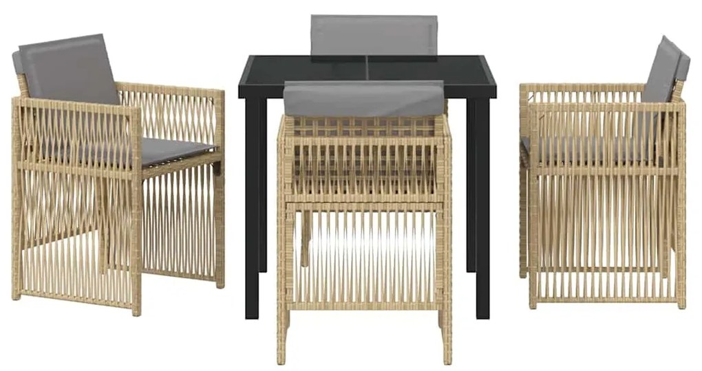Conjunto de Jantar de 5 peças com Almofadas Bege