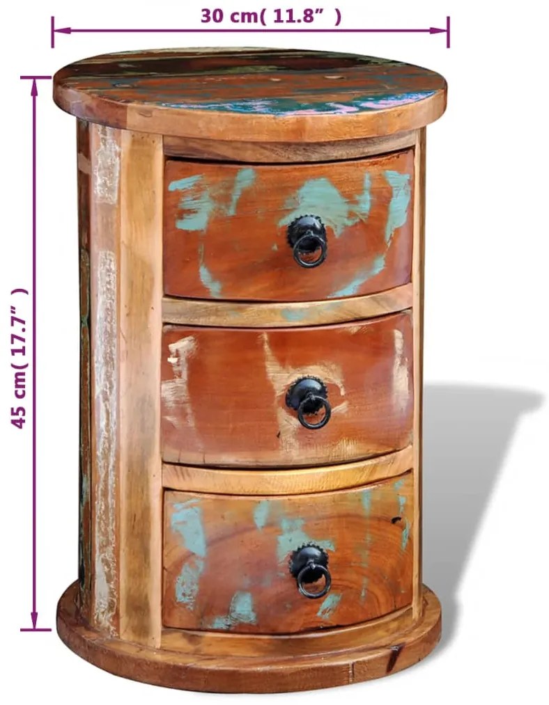 Armário com 3 gavetas madeira reciclada maciça