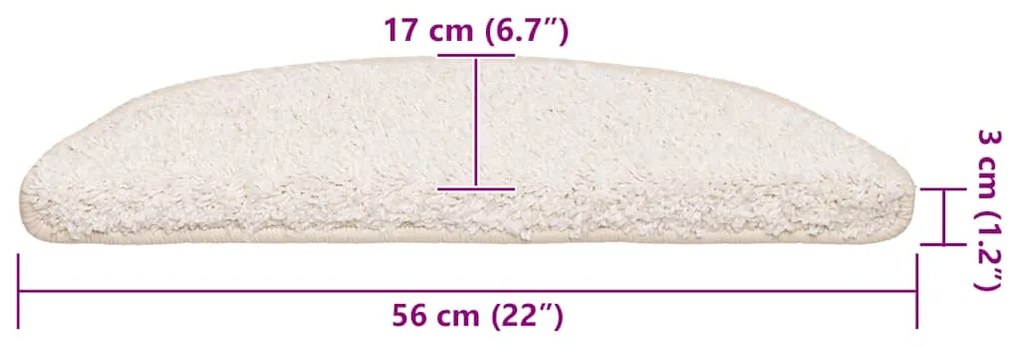 Tapetes de escada 30 pcs 56x17x3 cm branco