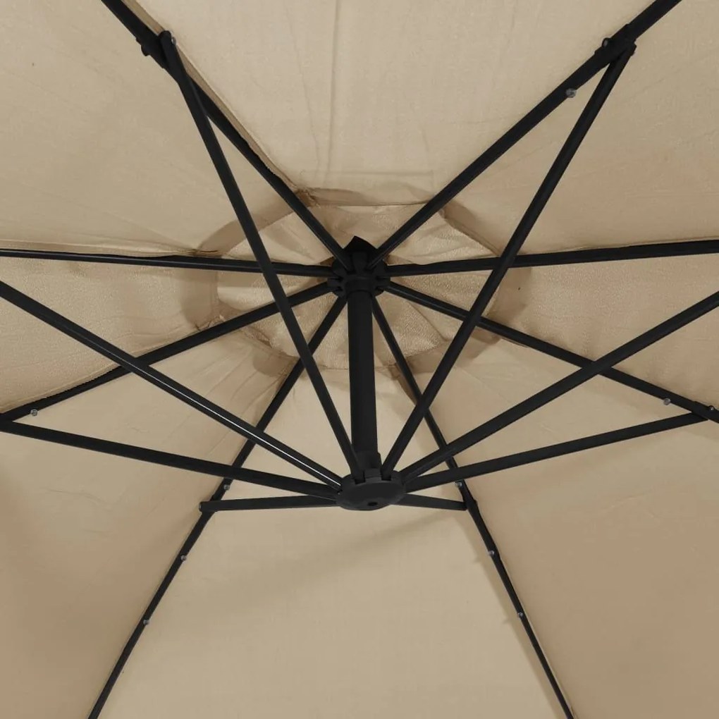 Guarda-sol cantilever com luzes LED 300 cm cinza-acastanhado