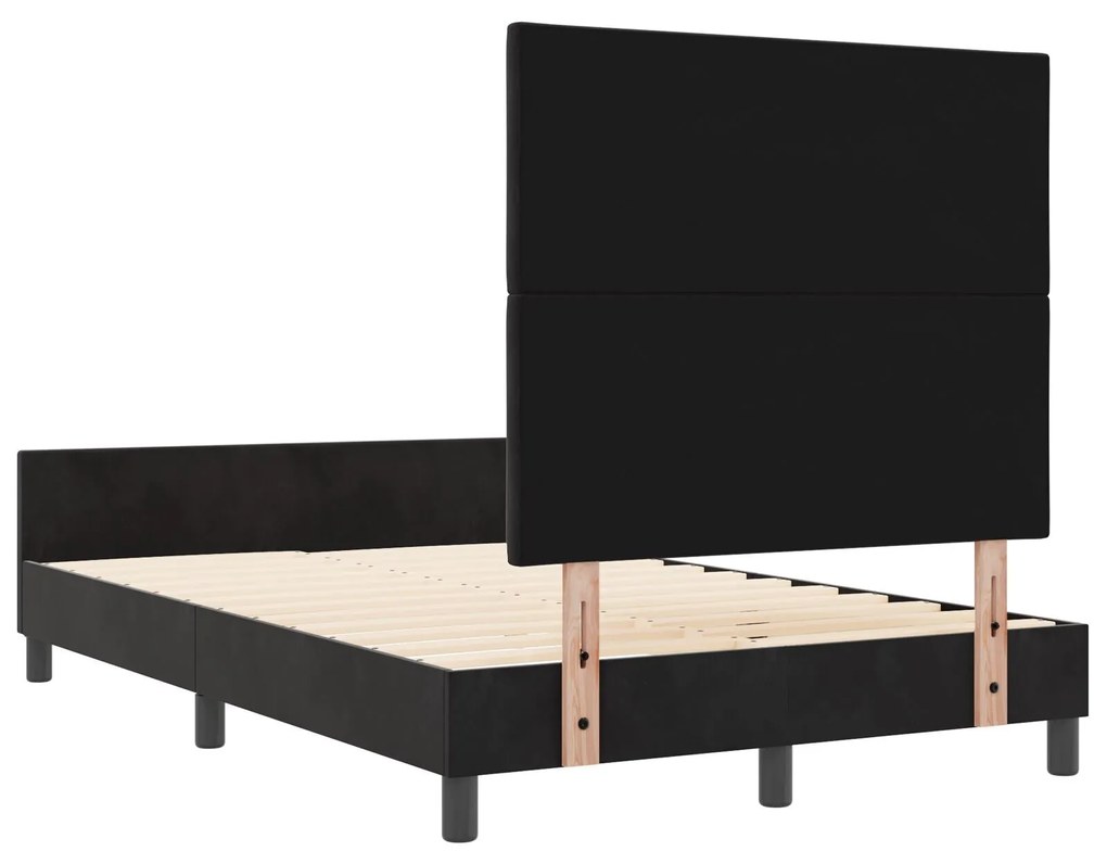 Estrutura de Cama de Veludo Preto vidaXL 120x200 cm