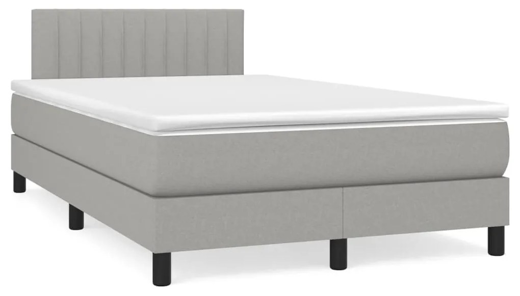 vidaXL Cama boxspring com colchão 120x190 cm tecido cinzento-claro