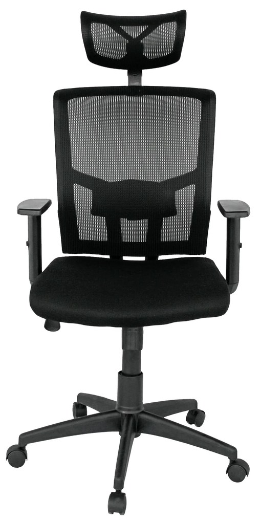 Cadeira de escritório ESTAMBUL, ergonómica, rede preta, assento tecido preto