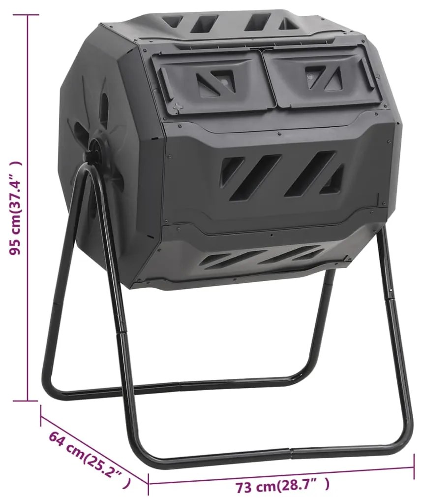 Caixote de compostagem para jardim 73x64x95 cm 160 L preto