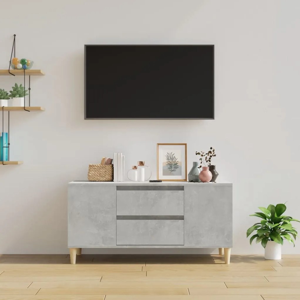 Móvel p/ TV 102x44,5x50 cm derivados madeira cinzento cimento