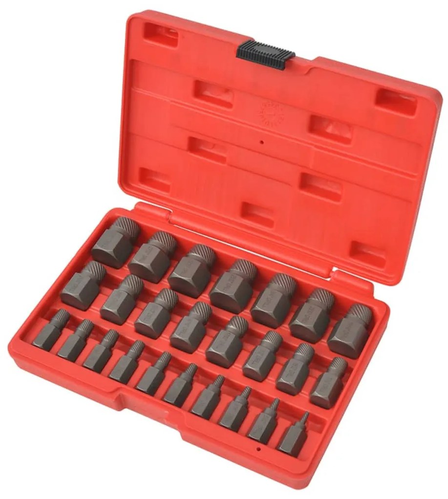 25 pcs conjunto de extratores de parafusos multi ranhuras aço