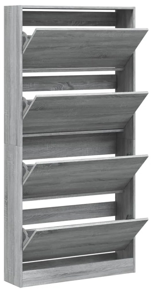 Sapateira c/ 4 gavetas articuladas 80x21x163,5 cm cinza sonoma