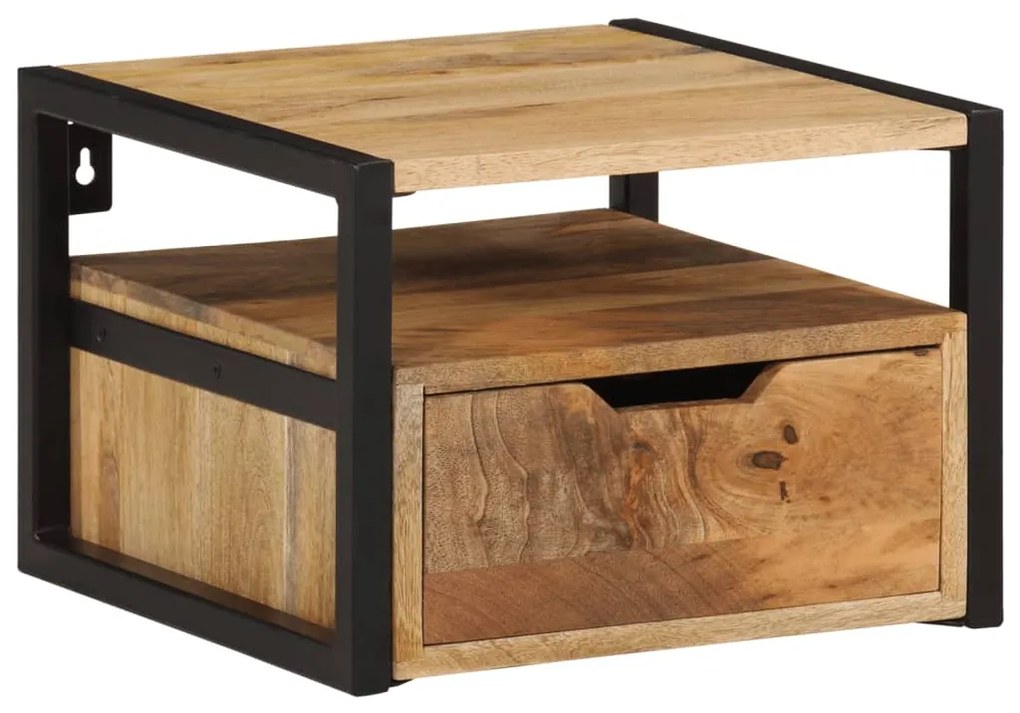 Mesa de cabeceira montagem na parede 35x35x25 cm madeira acácia