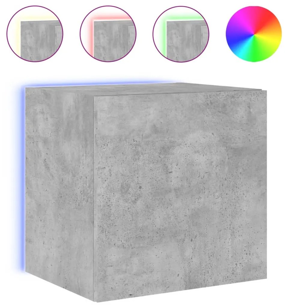 Móveis de parede para TV com luzes LED 2 pcs cinzento cimento