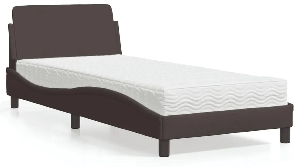 Cama com colchão 80x200 cm tecido castanho-escuro