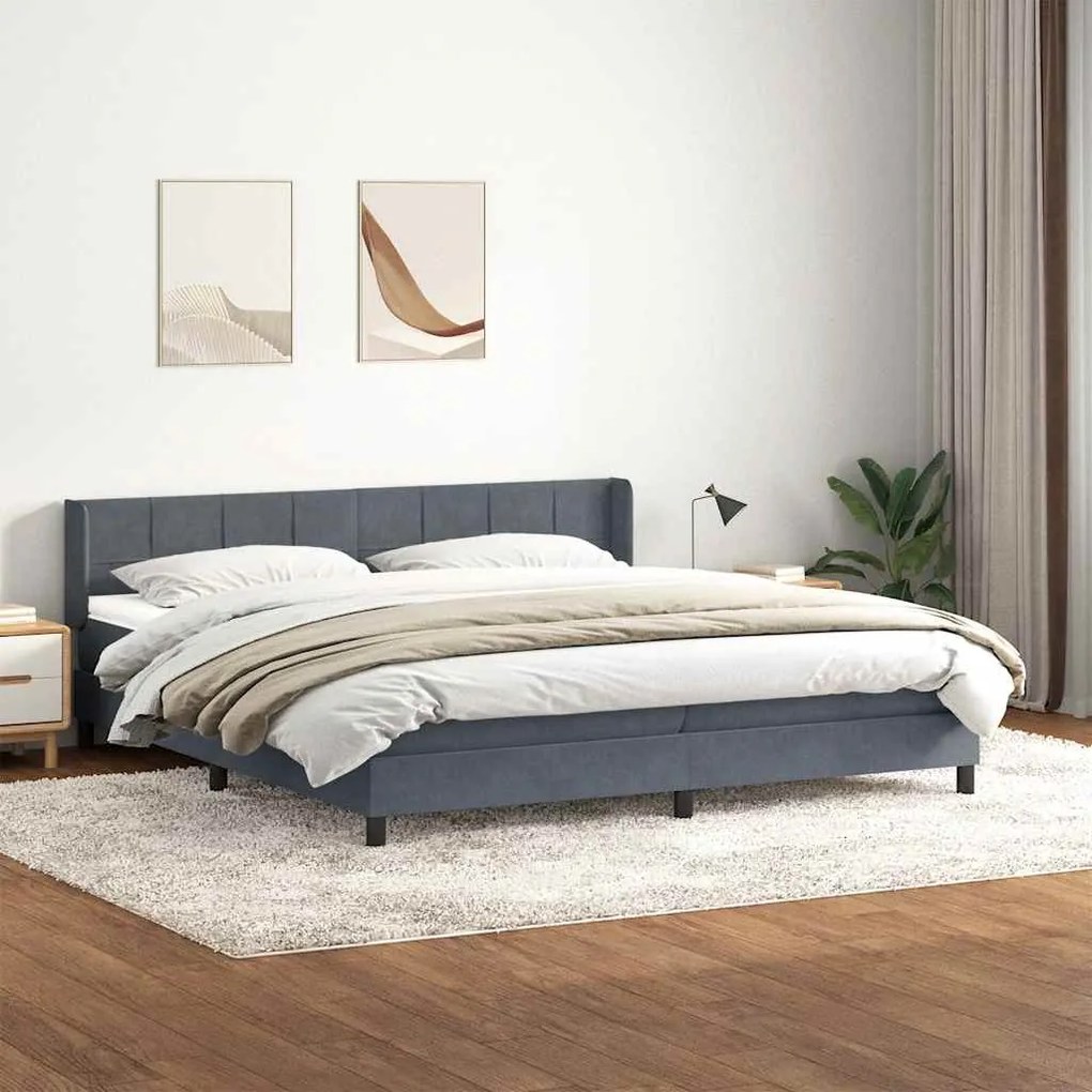 vidaXL Cama com molas/colchão 180x220 cm veludo cinzento-escuro