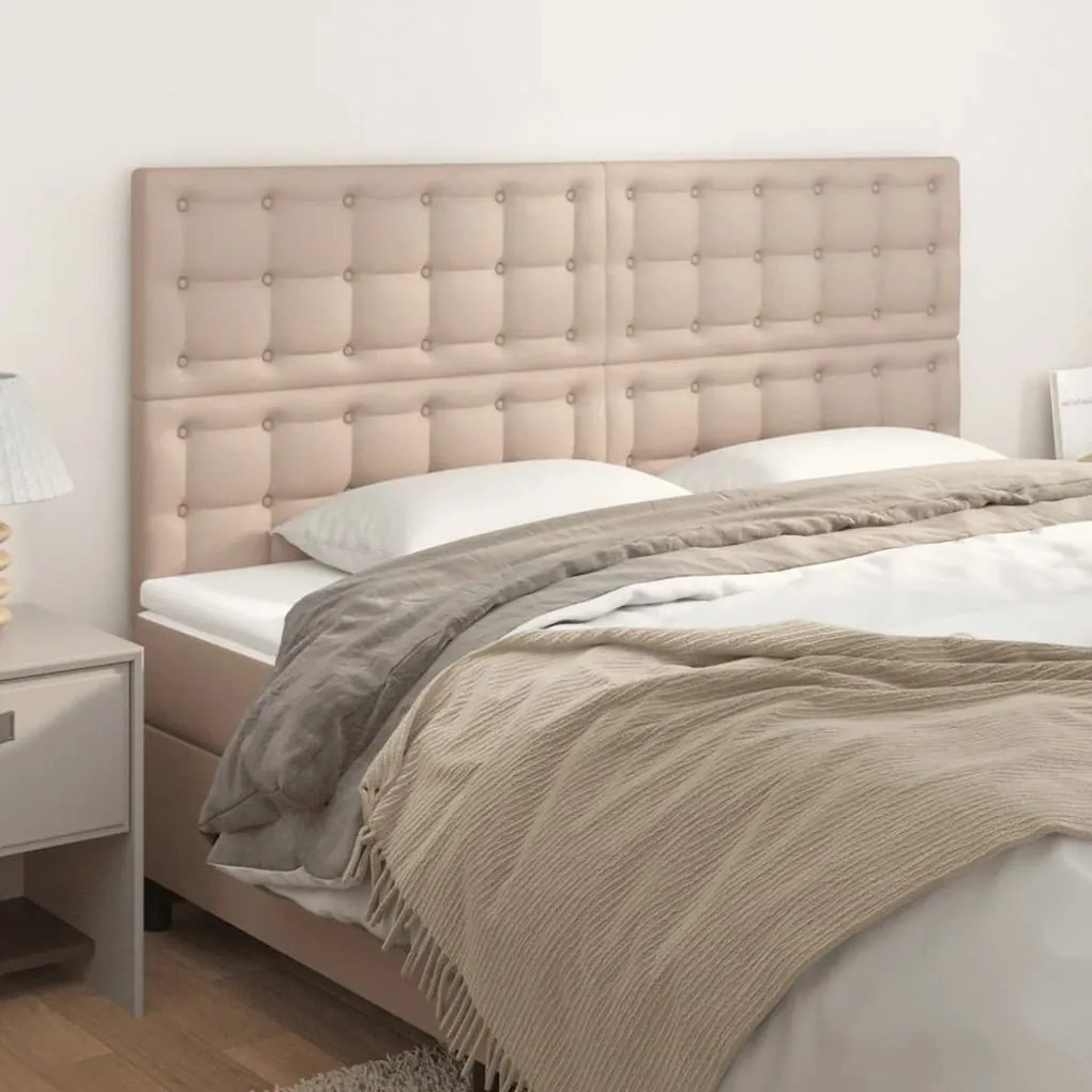 vidaXL Cabeceira Cappuccino 160x5x118/128 cm Couro Sintético