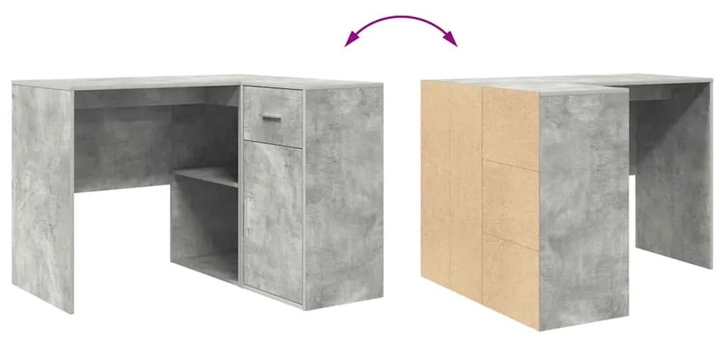 Mesa de Canto Cinza Concreto 102x88x75 cm Madeira Engenheirada
