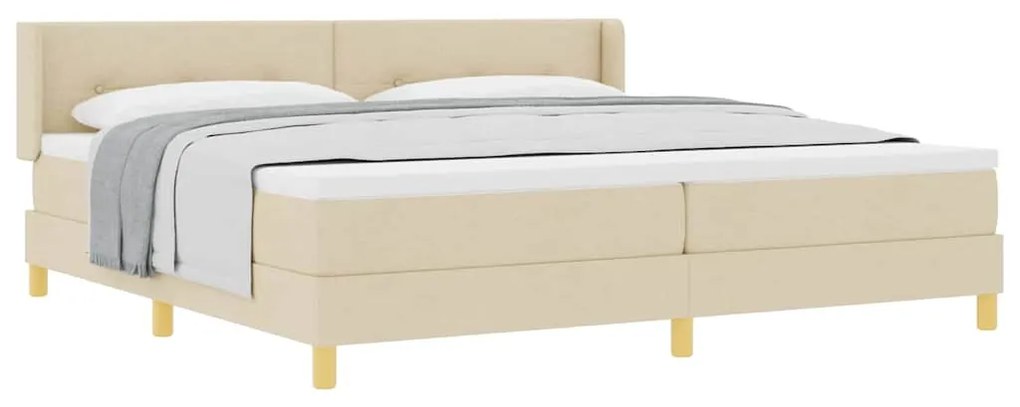 Cama Box com Colchão Creme, 200 x 200 cm, Tecido
