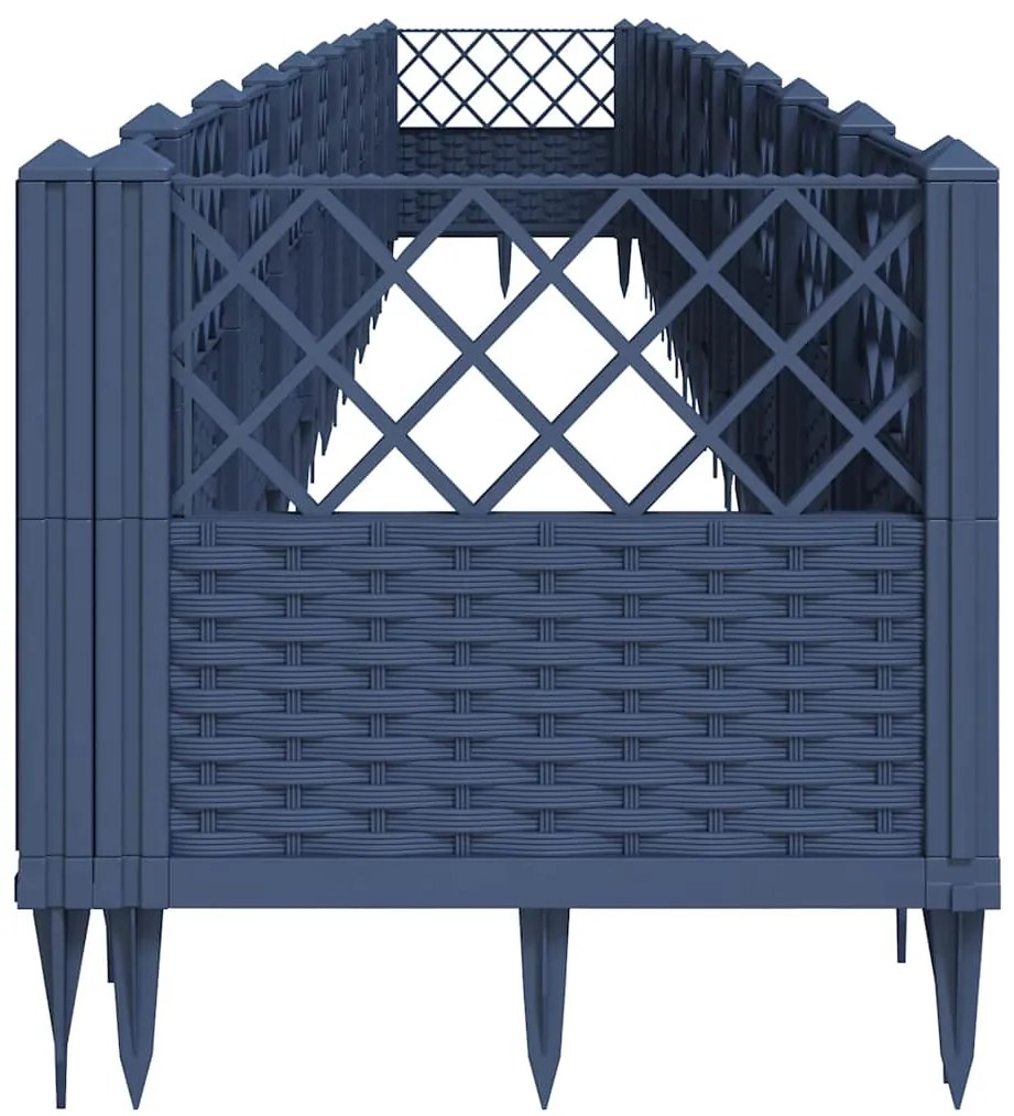 Vaso/floreira de jardim c/ estacas 363,5x43,5x43,5 cm PP cinzento azul