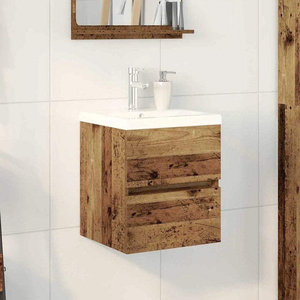 Armário de Pia vidaXL com Lavabo Embutido Carvalho Preto Madeira Reforçada