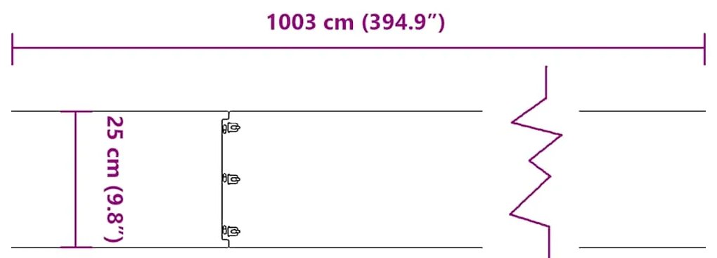 Orlas de relva 10 pcs branco 25x103 cm aço laminado a frio