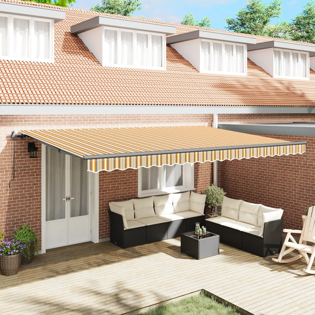 vidaXL Toldo Retrátil Manual Listrado Multicolorido 500x300 cm